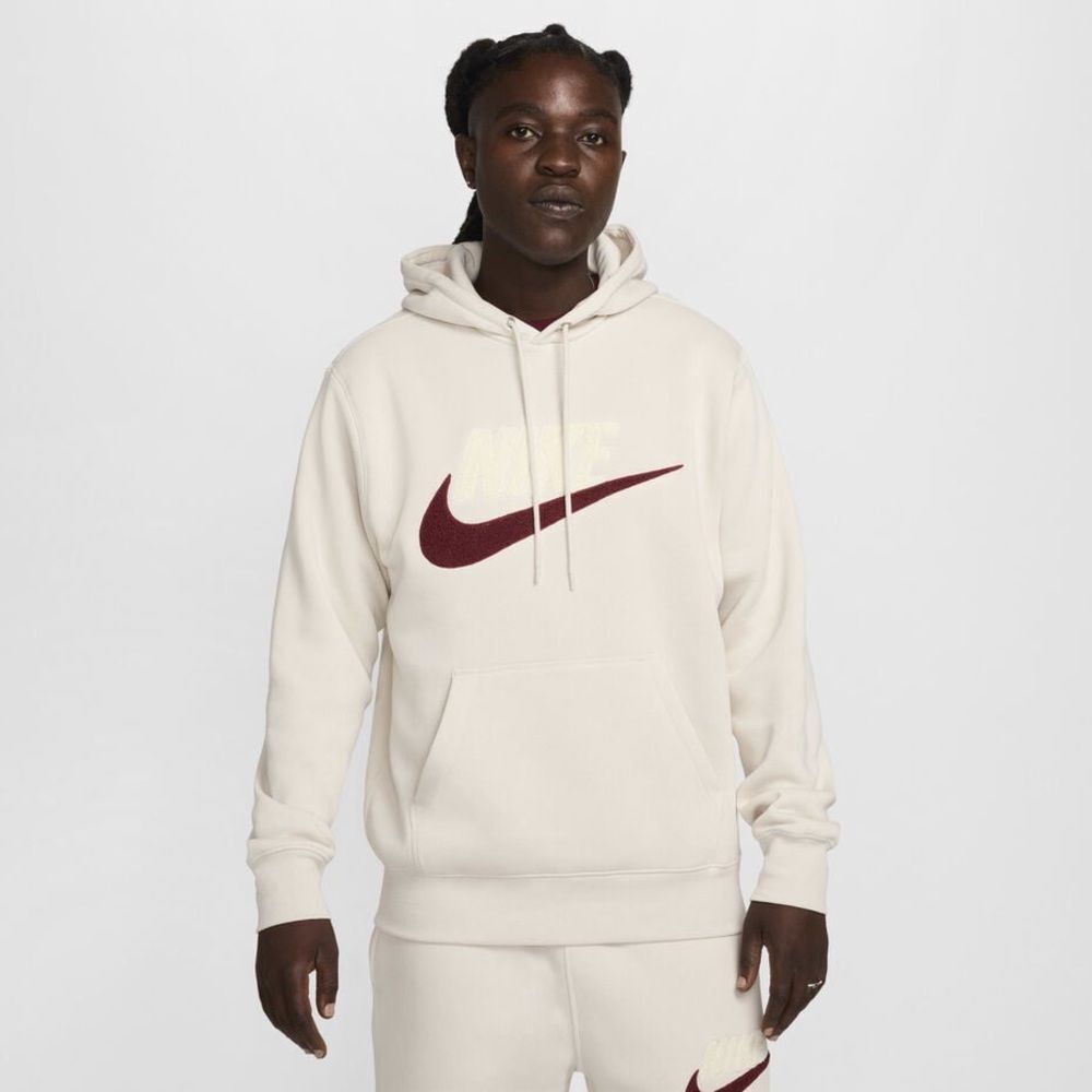 NIKE CLUB FLEECE CHENILLE FUTURA PULLOVER HOODIE Off White Khaki Burgundy